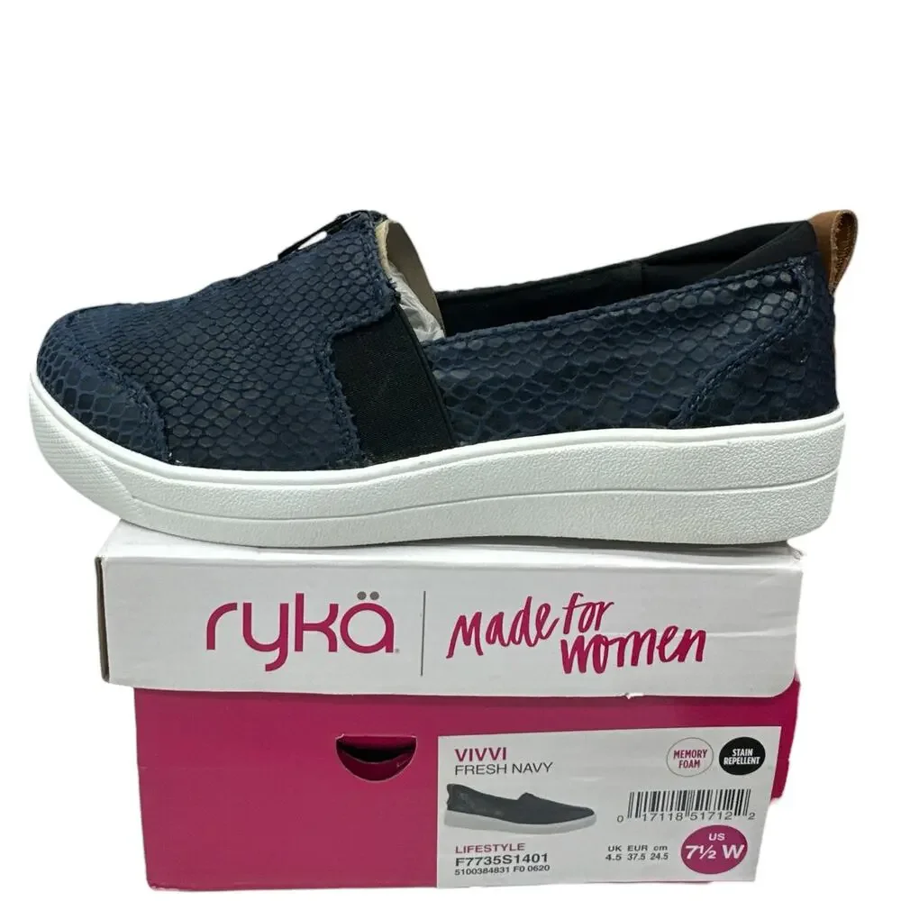 Ryka Vivvi Slip On Sneaker Womens Size 7.5 Wide Fresh Navy